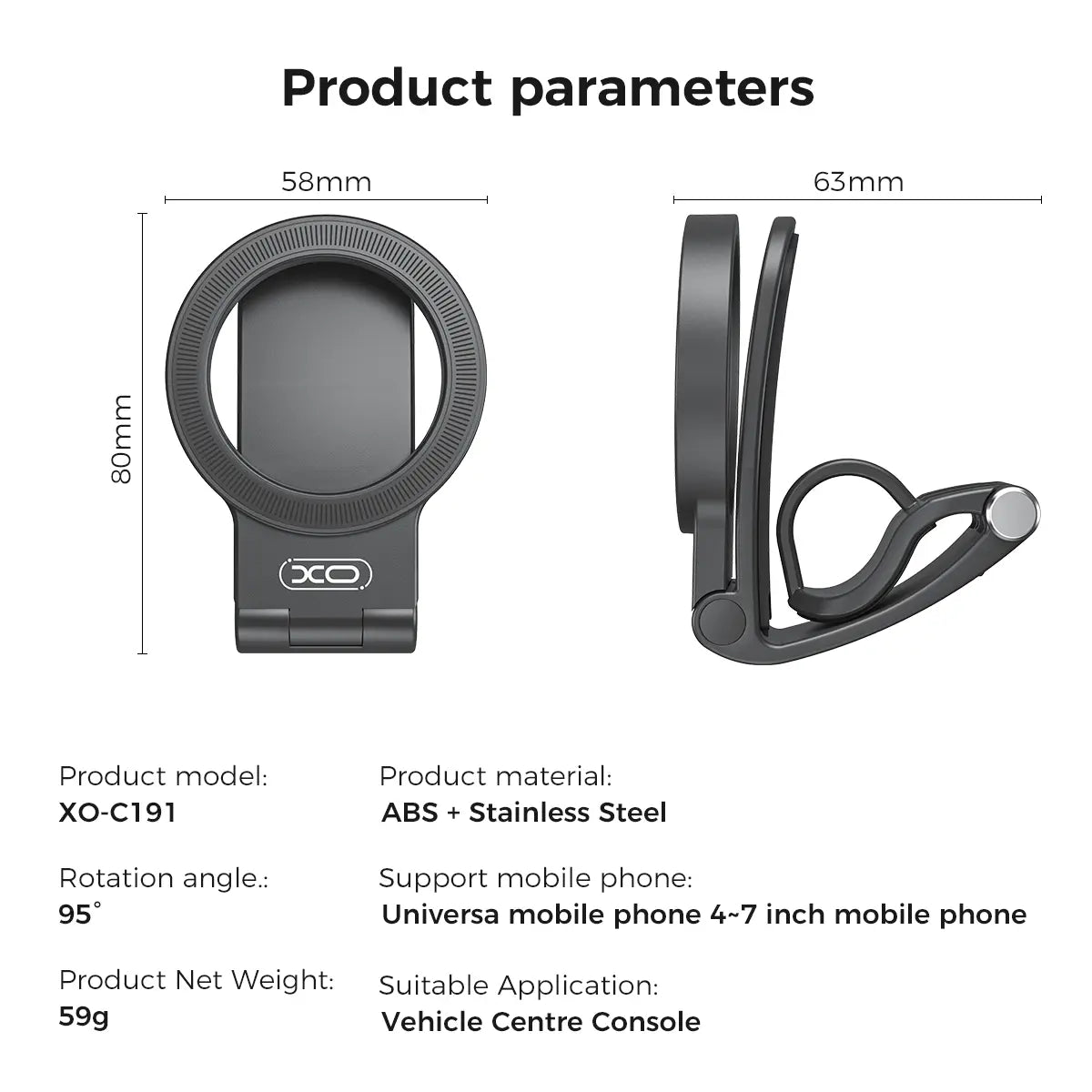 Magnetic Car Phone Mount, Hands Free Cell Phone Holder Clip Car Accessories fit iPhone 17 16 15 14 13 12 Pro Plus Max 95° Adjustable Car Phone Holder for Magsafe Phone Holders