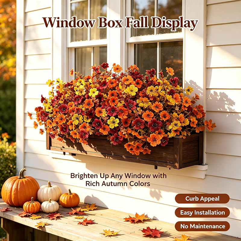 Fall Artificial Flower Halloween , UV Resistant Colorful Fake Flower🍂