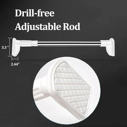 Adjustable Tension Curtain Rod, No-Drill Telescoping Spring Pole for Bathroom, Closet and Inside Window Frame, Expandable