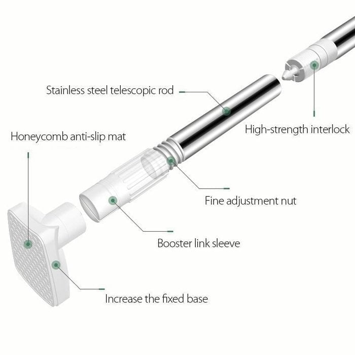 Adjustable Tension Curtain Rod, No-Drill Telescoping Spring Pole for Bathroom, Closet and Inside Window Frame, Expandable