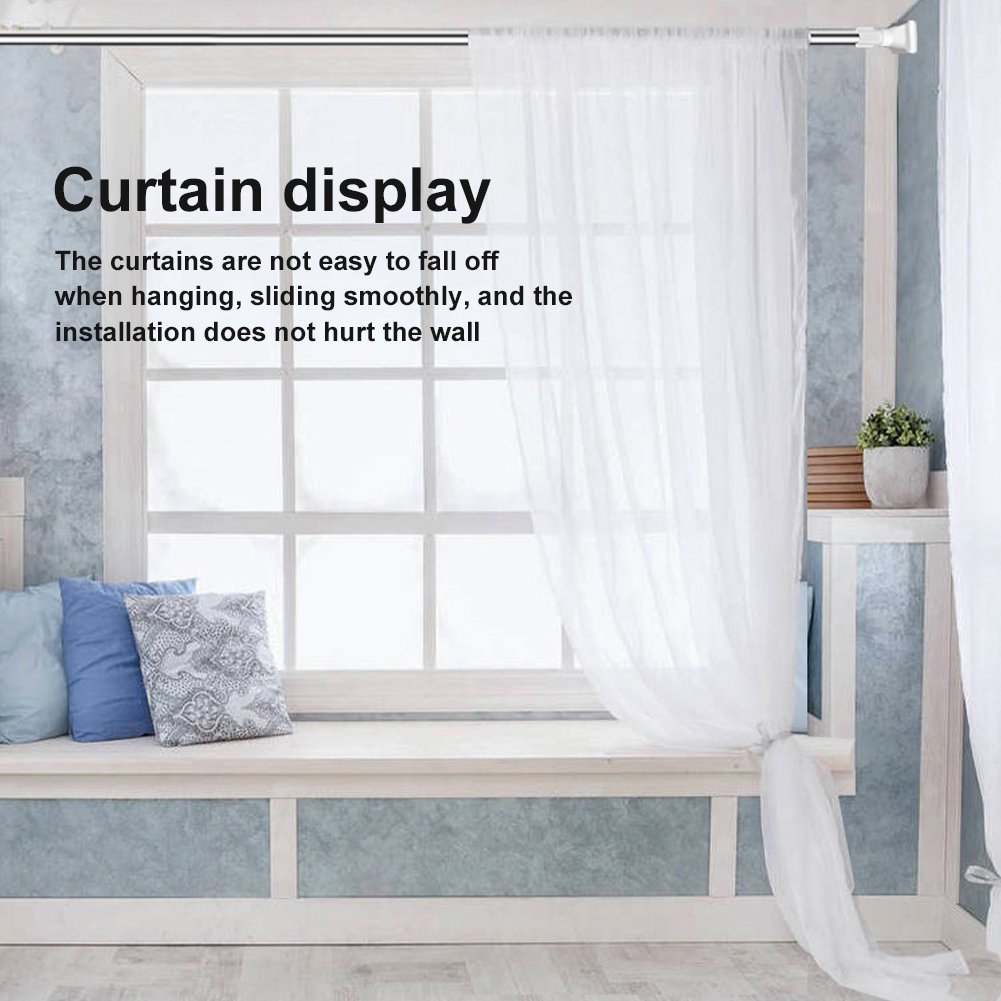 Adjustable Tension Curtain Rod, No-Drill Telescoping Spring Pole for Bathroom, Closet and Inside Window Frame, Expandable