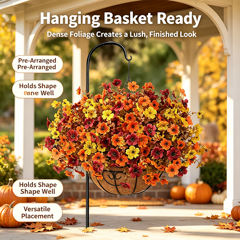 Fall Artificial Flower Halloween , UV Resistant Colorful Fake Flower🍂