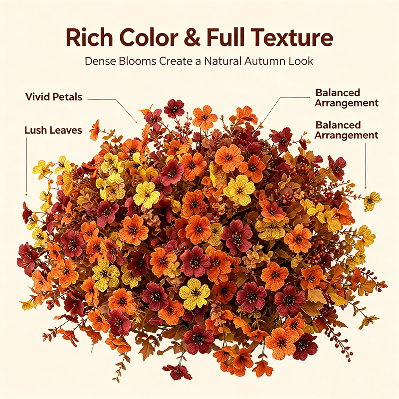 Fall Artificial Flower Halloween , UV Resistant Colorful Fake Flower🍂