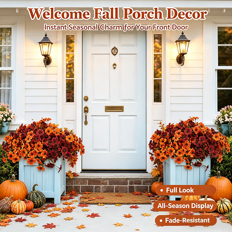 Fall Artificial Flower Halloween , UV Resistant Colorful Fake Flower🍂