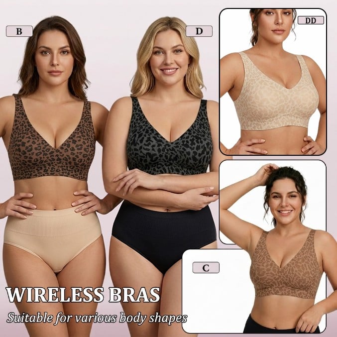 🏆LAST DAY SALE 49% OFF 🔥Super Firming Leopard Print Jelly  Bra | Women Wirefree Bras 👍No More Sagging Breasts