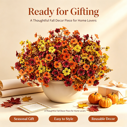 Fall Artificial Flower Halloween , UV Resistant Colorful Fake Flower🍂