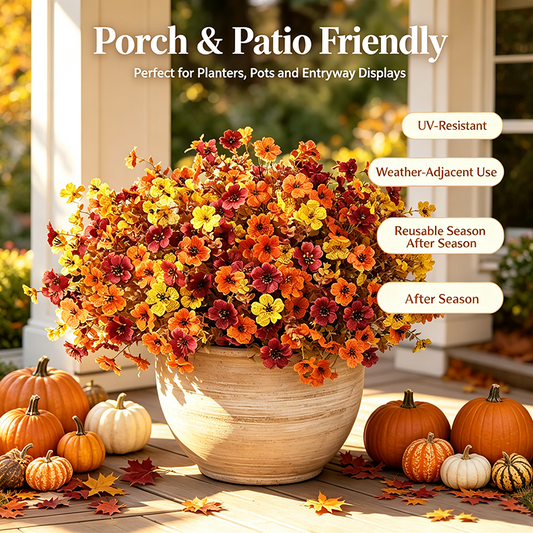 Fall Artificial Flower Halloween , UV Resistant Colorful Fake Flower🍂