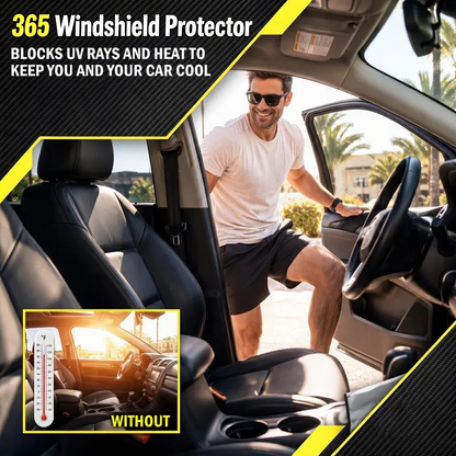 Borsyn 365 Windshield Protector – All-Season Cover for Automobiles – All-Weather Sunshade, Snow, Ice Car Cover & Reversible with Anti-Theft Panels