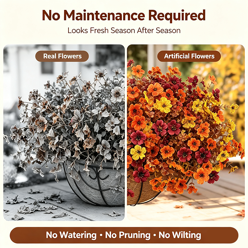 Fall Artificial Flower Halloween , UV Resistant Colorful Fake Flower🍂