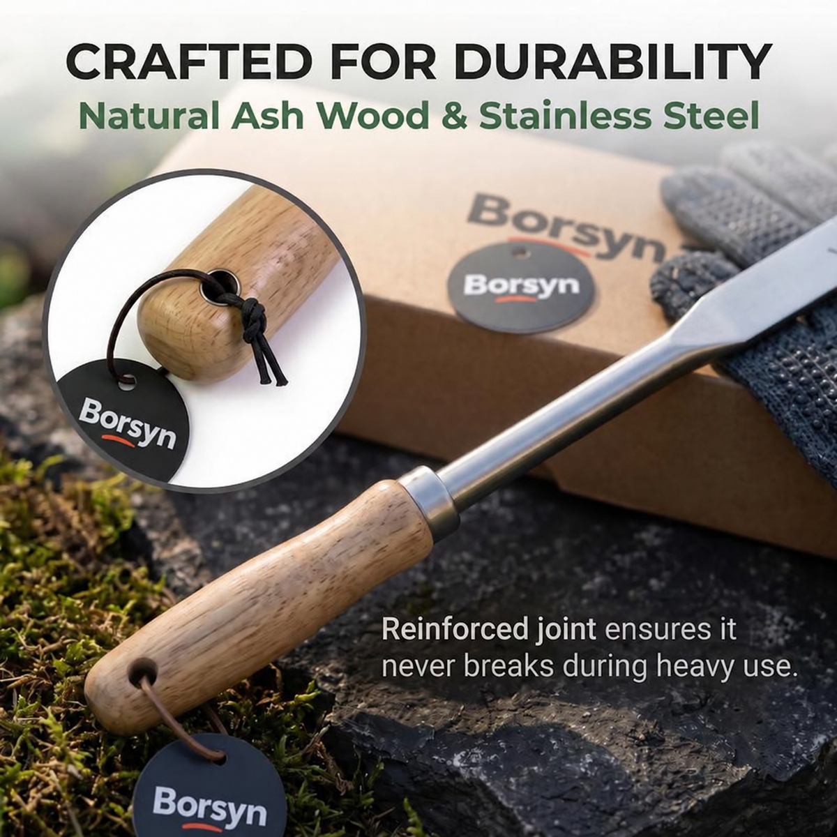 Borsyn 3-Edge Crack Weeder Set with Gloves – Stainless Steel Tool for Pavers & Drivewayss