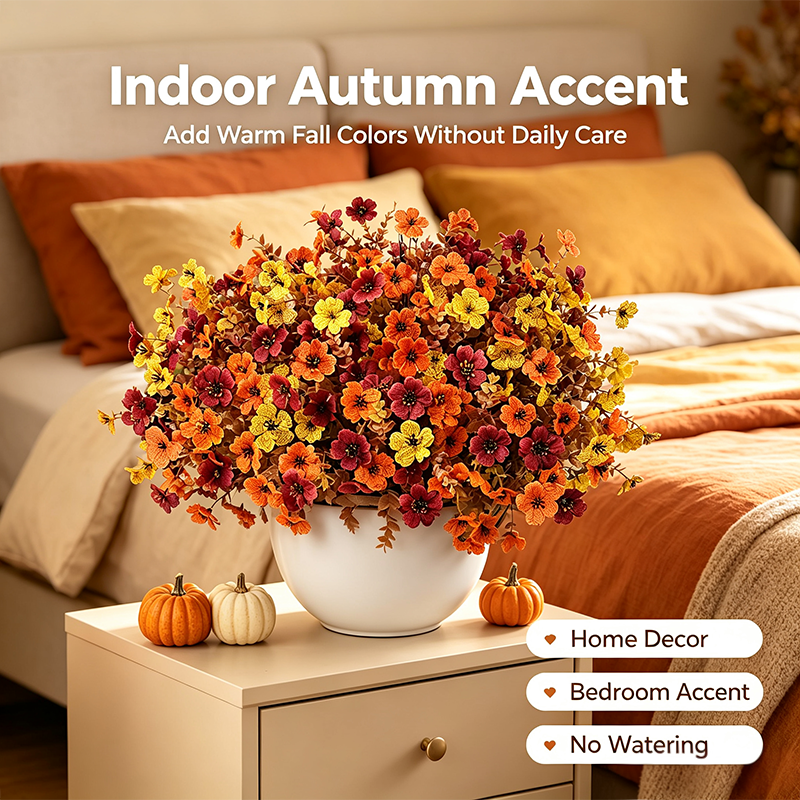 Fall Artificial Flower Halloween , UV Resistant Colorful Fake Flower🍂