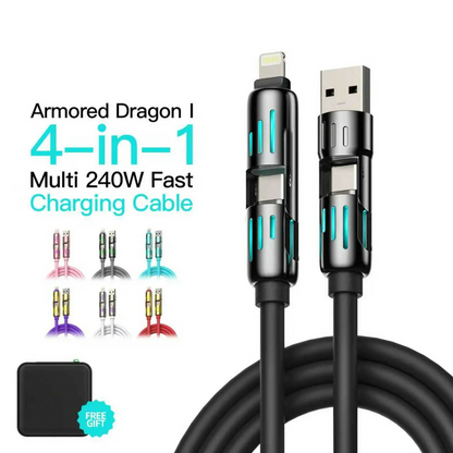 🔥 Buy 1 Get 1 Free |  4-in-1 240W Fast Charging Cable for iPhone, Samsung & USB-C Devices