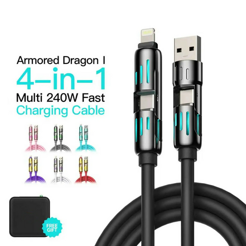 🔥 Buy 1 Get 1 Free |  4-in-1 240W Fast Charging Cable for iPhone, Samsung & USB-C Devices