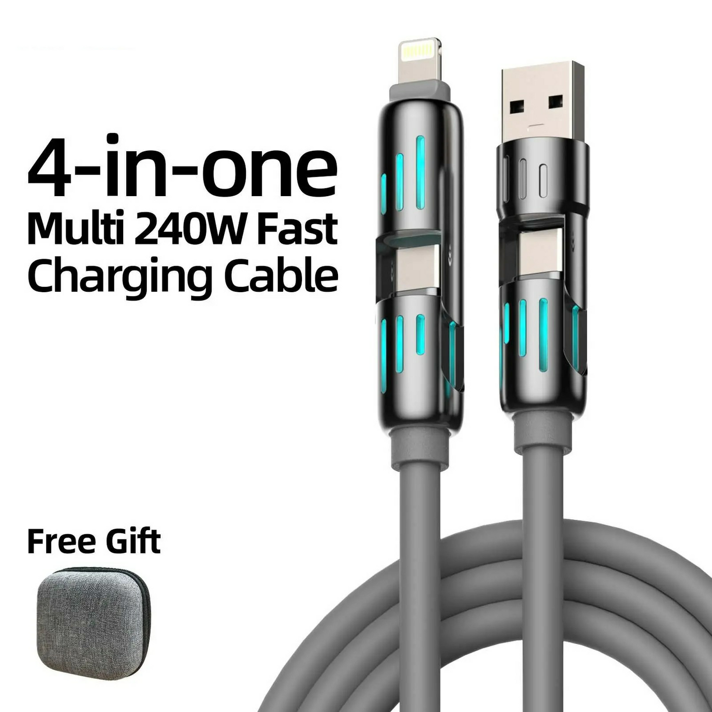 🔥 Buy 1 Get 1 Free |  4-in-1 240W Fast Charging Cable for iPhone, Samsung & USB-C Devices