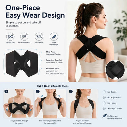 Elastic Posture Support for Men & Women – Lightweight Shoulder & Upper Back Support