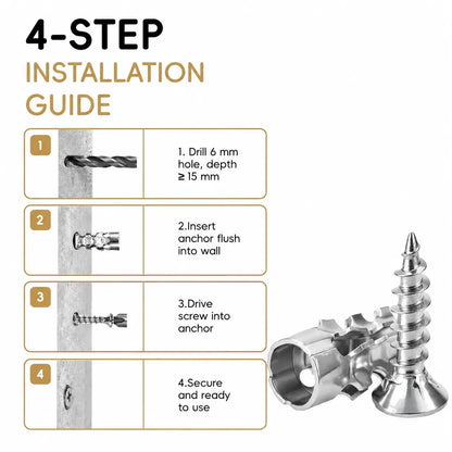 High Strength 6x14mm Hinge Repair Screws & 60-Pack Short Wall Anchors, Stripped Thread Fixer for Cabinet & Tile Mounting, Ideal for Home Users, Father's Day Gift