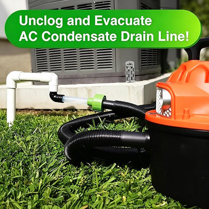 AC Drain Line Cleaner Adapter Evacuates & Unclog AC Drain Line - HVAC to PVC AC Drain Line Cleaner Tool - Universal Fit AC Drain Line Unclogger - AC Drain Line Cleaning Tool - Clear Visibility