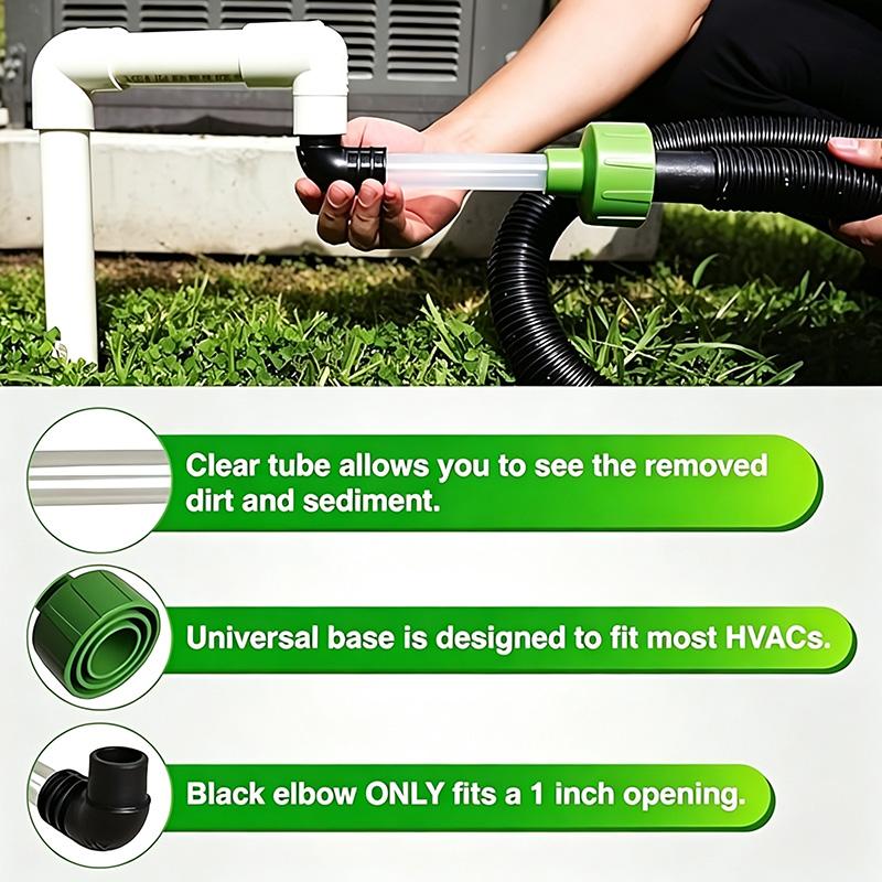 AC Drain Line Cleaner Adapter Evacuates & Unclog AC Drain Line - HVAC to PVC AC Drain Line Cleaner Tool - Universal Fit AC Drain Line Unclogger - AC Drain Line Cleaning Tool - Clear Visibility