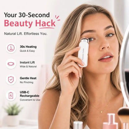 Thermal Eyelash Curler – USB Rechargeable with Thermo-sensitive Silicone Pad Fast Curling, Small Lifting Curler for Eyelashes – for Women, Girls, Home, Travel, Curly and Stylized
