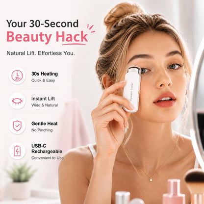 Thermal Eyelash Curler – USB Rechargeable with Thermo-sensitive Silicone Pad Fast Curling, Small Lifting Curler for Eyelashes – for Women, Girls, Home, Travel, Curly and Stylized
