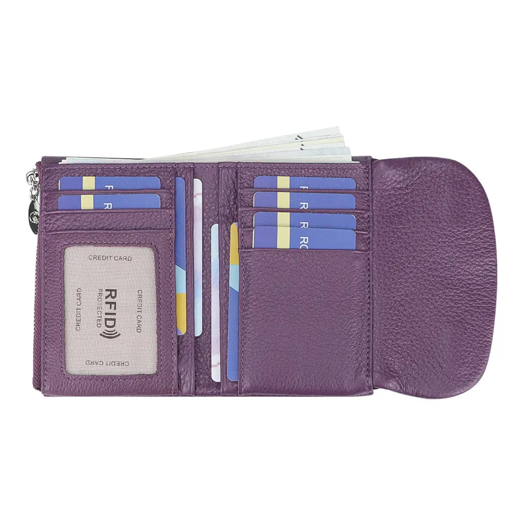🛡️ RFID Blocking Genuine Leather Women's Wallet Wallet with 11 Card Slots