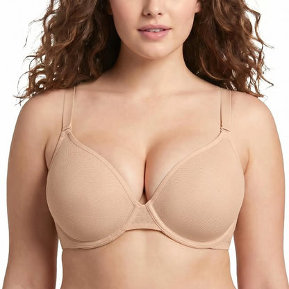 Air Light Breathable Sheer Mesh Halter Bra Plus Size Summer Unlined Full Coverage Bra Underwire Support Non Padded Bra Lightweight Convertible Multiway 5-Way Wear Front Adjustable Detachable Straps Comfort Everyday Womenswear