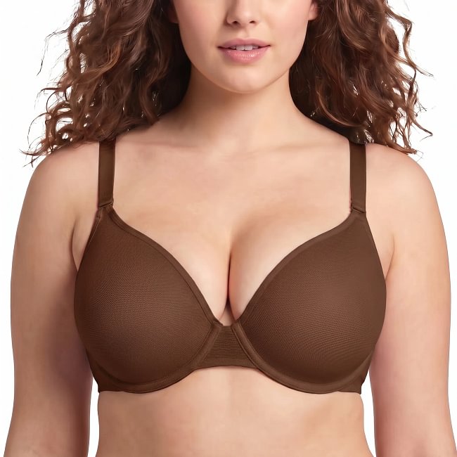 Air Light Breathable Sheer Mesh Halter Bra Plus Size Summer Unlined Full Coverage Bra Underwire Support Non Padded Bra Lightweight Convertible Multiway 5-Way Wear Front Adjustable Detachable Straps Comfort Everyday Womenswear