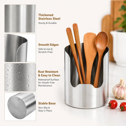 Thickened Stainless Steel Utensil Organizer, Rust Resistant Easy to Clean Multi-purpose Storage Holder for Kitchen Countertop