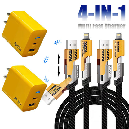Charge More, Carry Less — 120W Multi-Port Fast Charger & 4-in-1 Cable