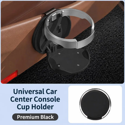Universal Foldable Car Cup Holder with Hook, Space-Saving Vehicle Drink Holder for Bottles, Coffee Cups & Tumblers, Car Interior Storage Organizer