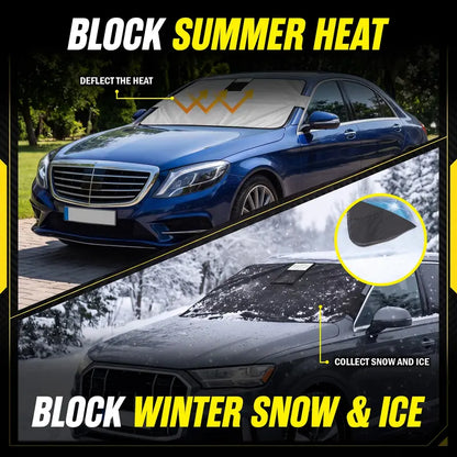 Borsyn 365 Windshield Protector – All-Season Cover for Automobiles – All-Weather Sunshade, Snow, Ice Car Cover & Reversible with Anti-Theft Panels