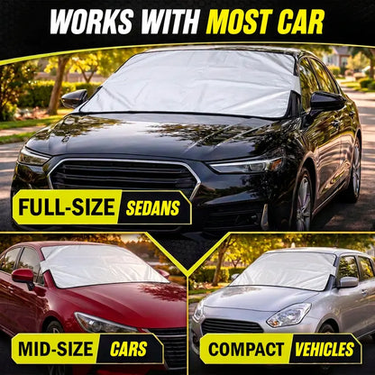 Borsyn 365 Windshield Protector – All-Season Cover for Automobiles – All-Weather Sunshade, Snow, Ice Car Cover & Reversible with Anti-Theft Panels