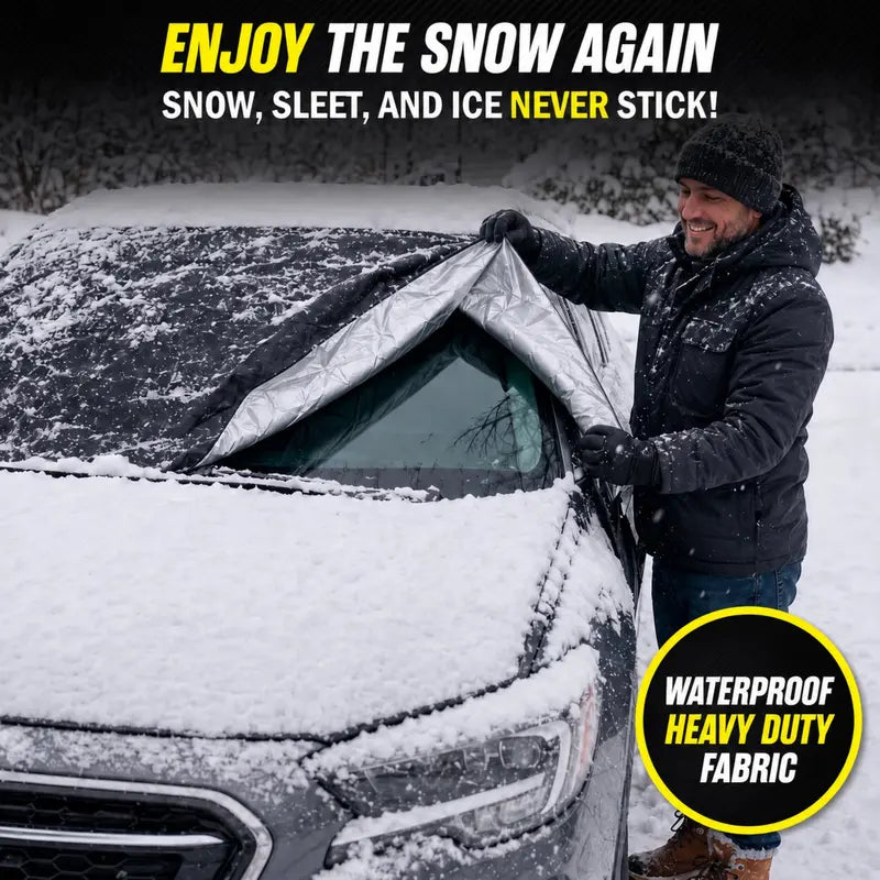 Borsyn 365 Windshield Protector – All-Season Cover for Automobiles – All-Weather Sunshade, Snow, Ice Car Cover & Reversible with Anti-Theft Panels