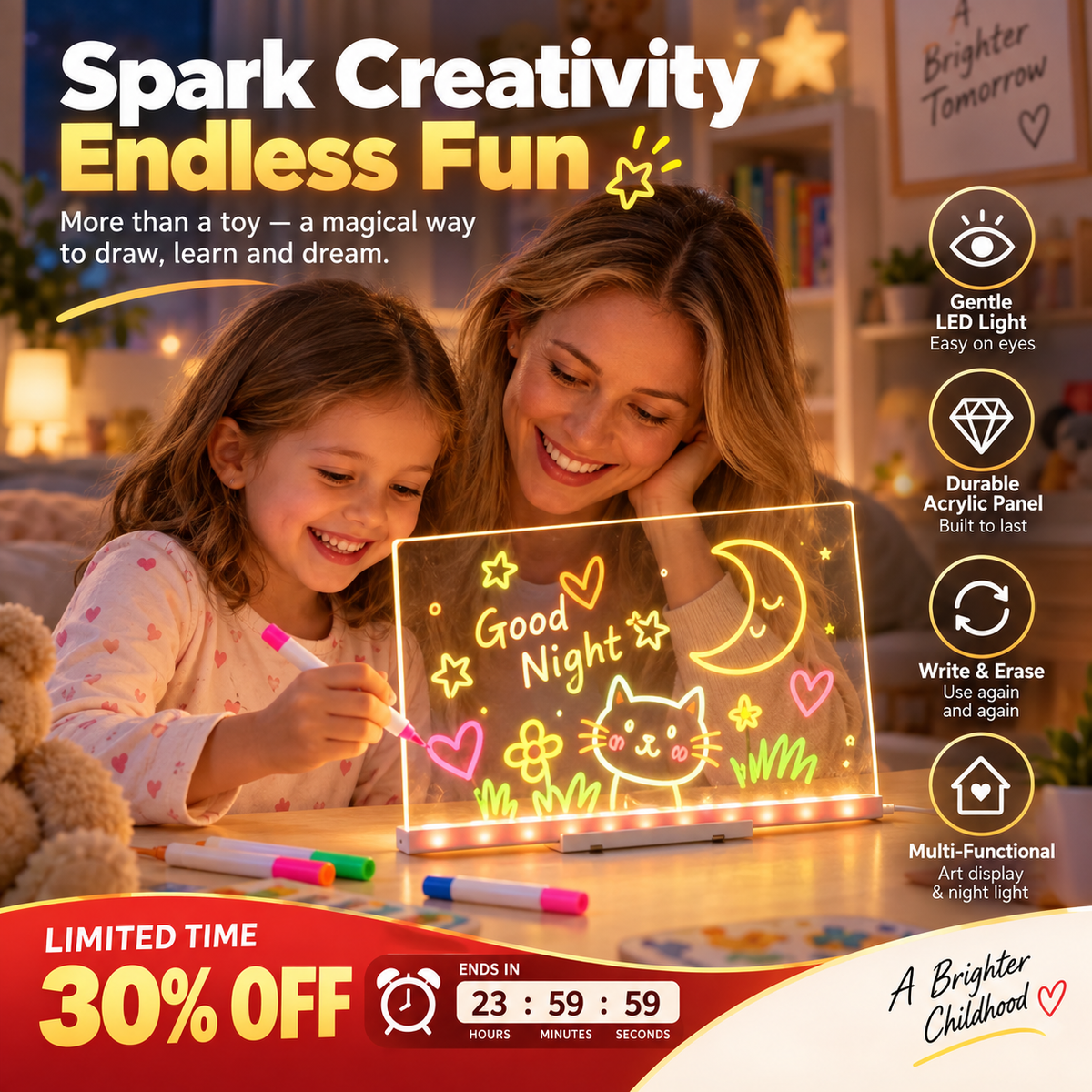Borsyn™ Light-up LED drawing board for kids