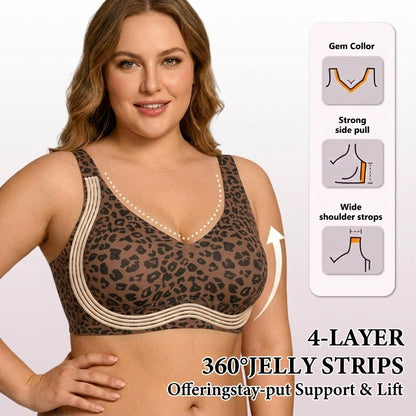 🏆LAST DAY SALE 49% OFF 🔥Super Firming Leopard Print Jelly  Bra | Women Wirefree Bras 👍No More Sagging Breasts