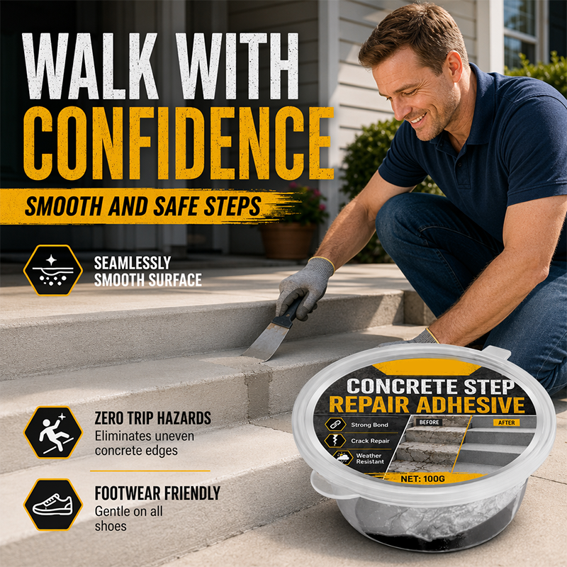 💞50K+ SOLD!🧰🛠️ Concrete Step Repair Adhesive-Strong, Fast, and Looks Like New!