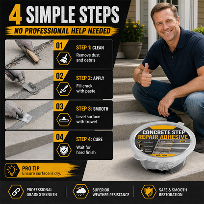 💞50K+ SOLD!🧰🛠️ Concrete Step Repair Adhesive-Strong, Fast, and Looks Like New!