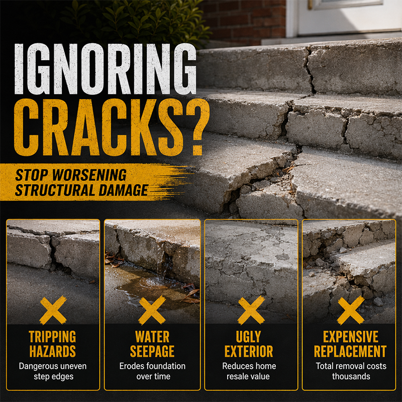 💞50K+ SOLD!🧰🛠️ Concrete Step Repair Adhesive-Strong, Fast, and Looks Like New!